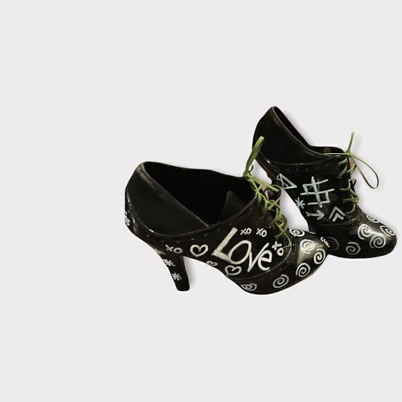 Size 7.5 Fioni Black Custom Graffiti Oxford Bootie - Picture 5 of 7